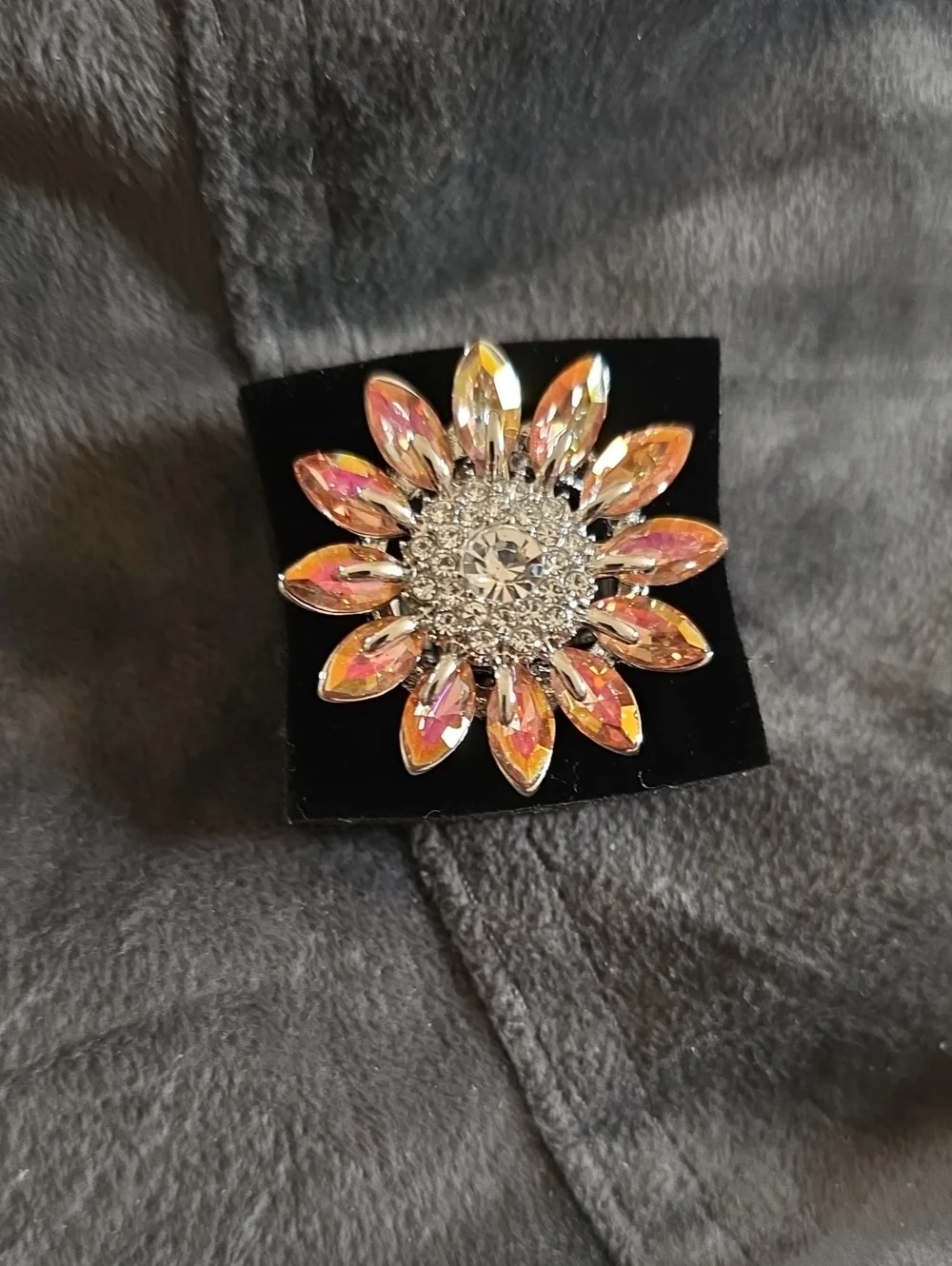Crystal Sunflower Ring - Pink Aurora Petals
